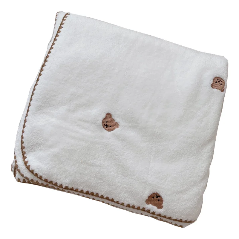 Embroidered Teddy Bear Super Soft Furry Blanket,Winter Lovely Baby Swaddle, Newborn Wrap,Crib Blanket, Baby Receiving Blanket