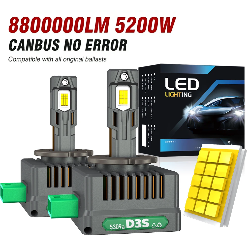 

D1S D3S LED Headlights Canbus 1:1 HID D2S D4S D1R D2R D3R D4R Auto Lamp 8800000LM 5200W Plug&Play Turbo LED Bulb for Car