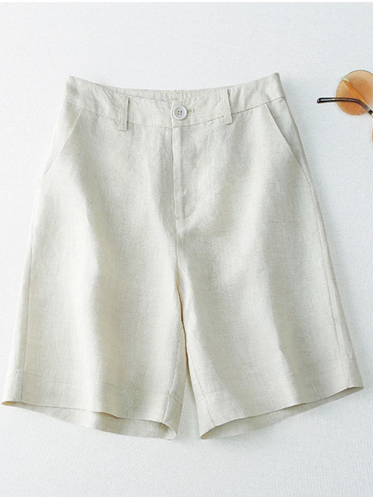 Pantalones cortos de verano para mujer, Shorts informales de algodón 2023, ropa clásica de caramelo, rectos con botones