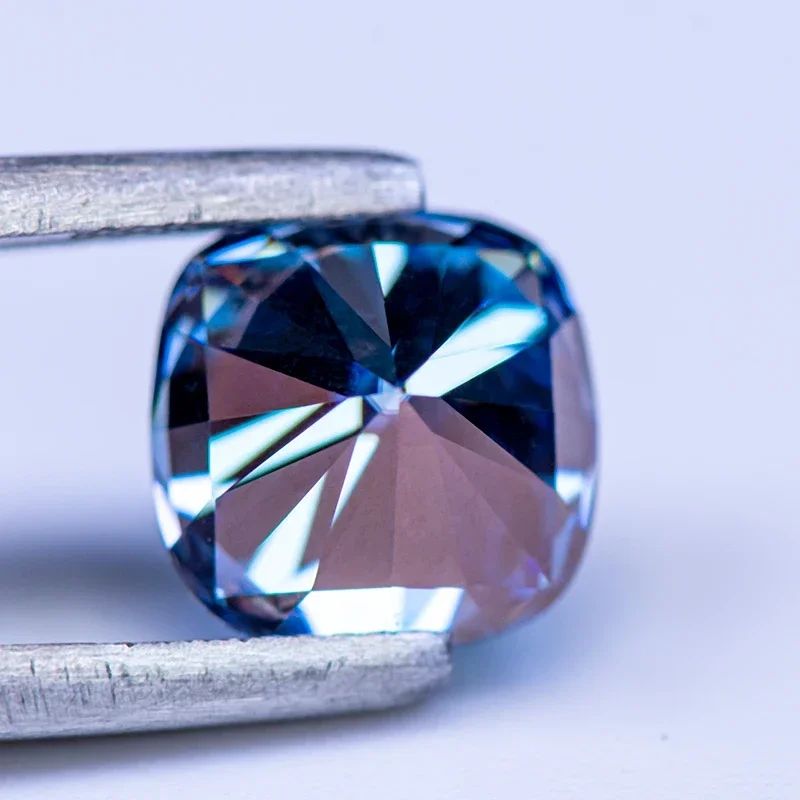 Moissanite Stone Cushion Cut Sapphire Blue Color VVS1 with GRA Certificate for Gemstone Charms Advanced Jewelry Making Materials