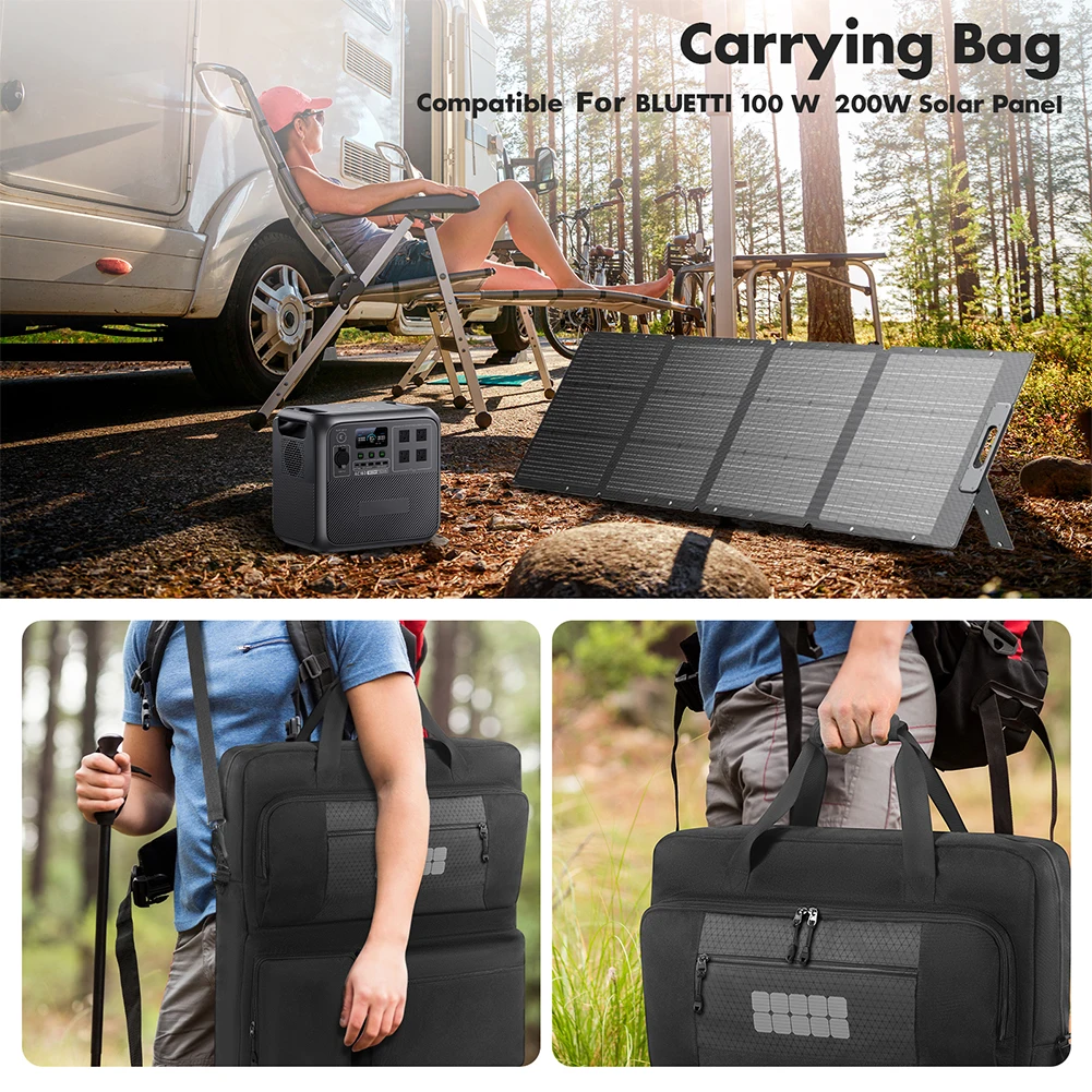 

Solar Board Protective Handbag Waterproof Portable Protection Shoulder Bag Multi-Pocket for Portable Solar/BLUETTI 100W & 200W