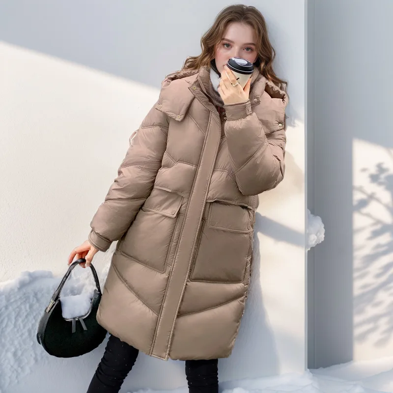 Women\'s Winter Jacket 2024 Winter Women Long Cotton Jacket Female Pure Color Casual Parkas Coat Women Thicken Warm Padded Jacket