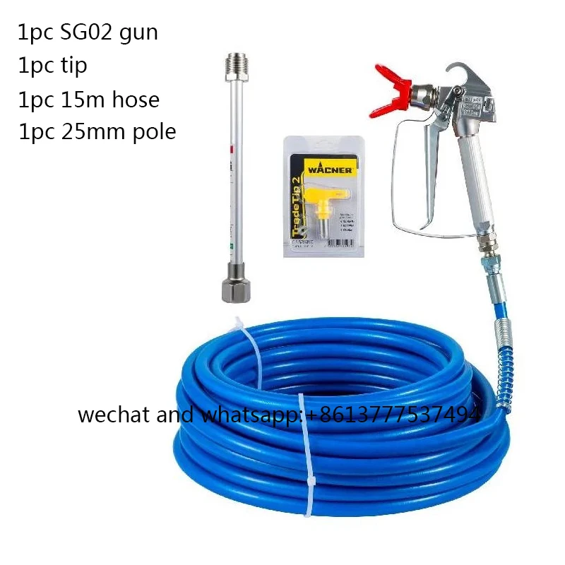 High Pressure Airless Paint Spray Accessories Gun With 517 Tip Nozzle Guard 25mm extend pole 15m hose Wagner Pump Sprayer