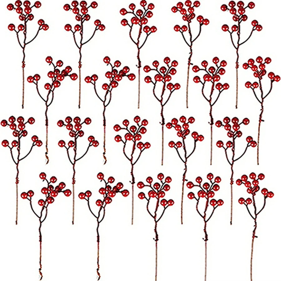 15/30 PCS Simulierte Pflanze Holly Kleine Rote Frucht Weihnachten Haus Outdoor Garten Festival Hof Hochzeit Decor DIY geschenk box Accessori
