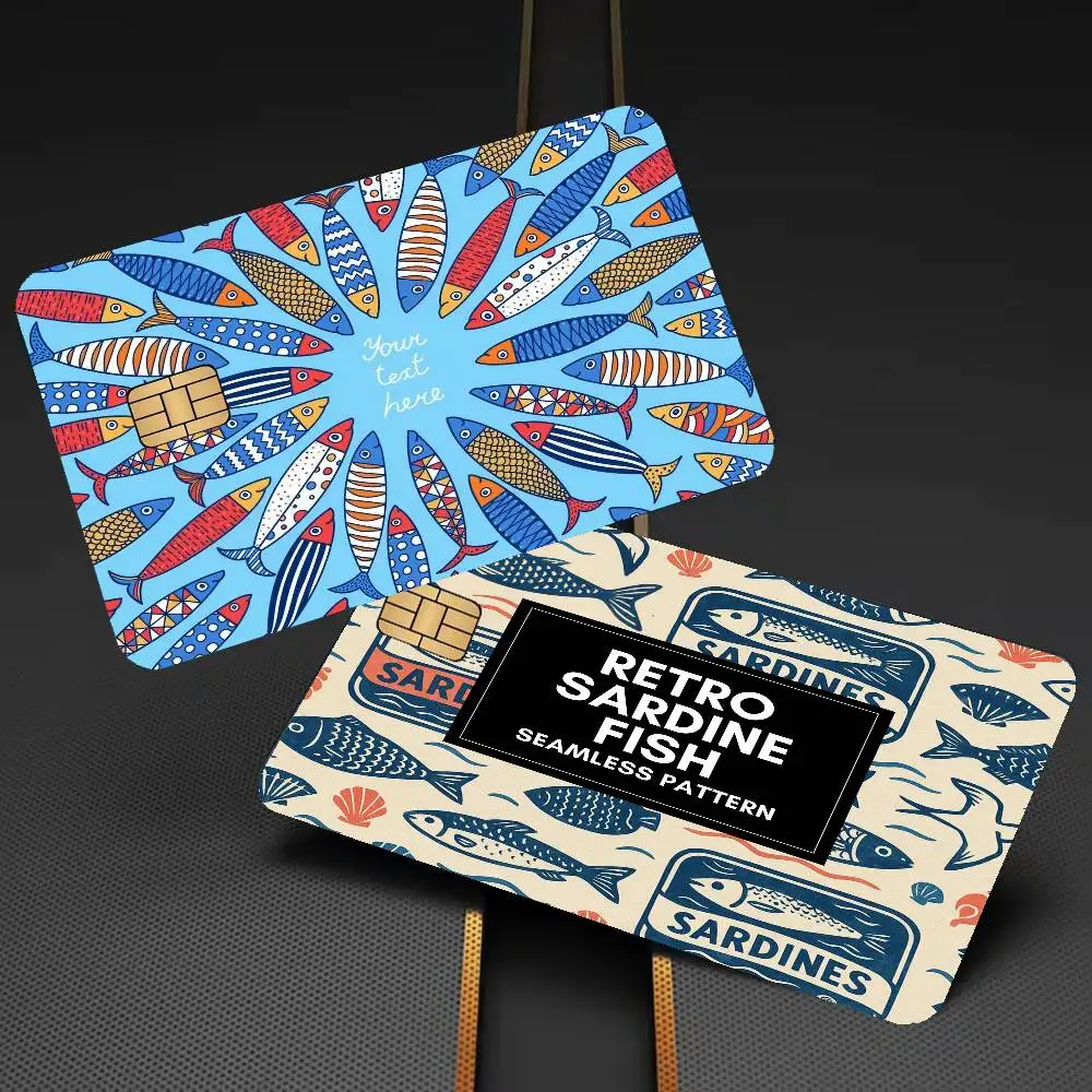 Colorful Sardine Lobster Fish Ocean Credit Card Skin Stickers For Bank Card Bus Metro Card Sticker Waterproof Women Gift