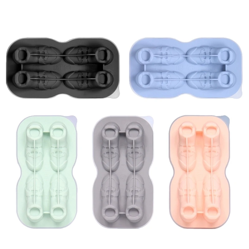 Unique Shoe Shaped Ice Cube Tray 4 Grids Silicones Ice Moulds for Cold Beverages