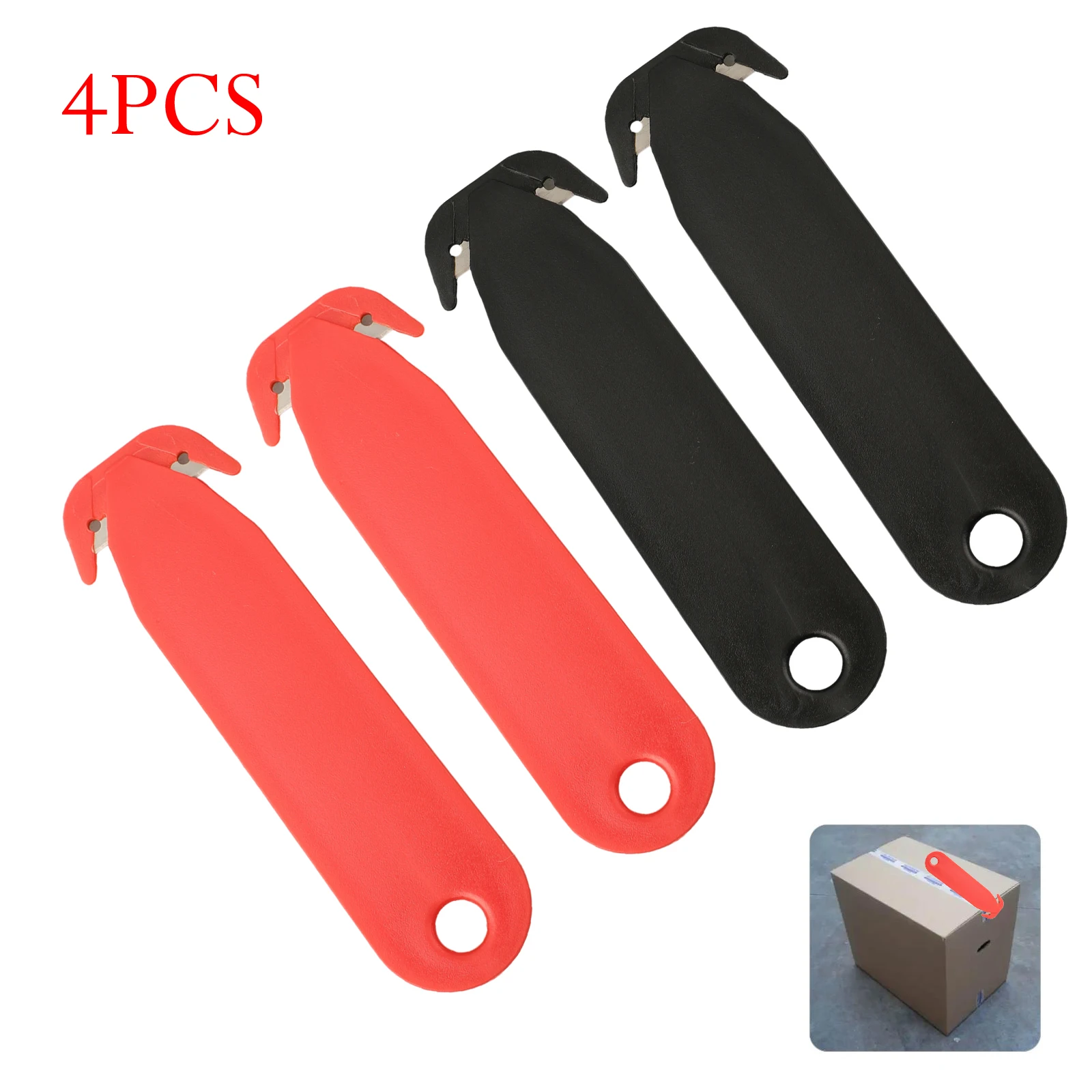 4pc Paper Cutter Double-edged Safety Box Cutter Blade Portable CuttingTool For Shrink Wrap Stretch Wrap Tape Plastic For Kitchen