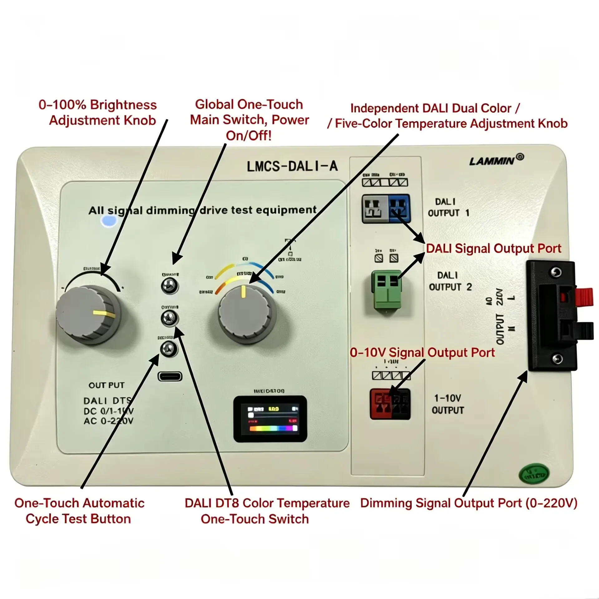 DALI DT8 1-10V Dimmer Tester LMCS-DALI-AP for Smart Lighting LED Driver Dimming Color Temperature Control Box