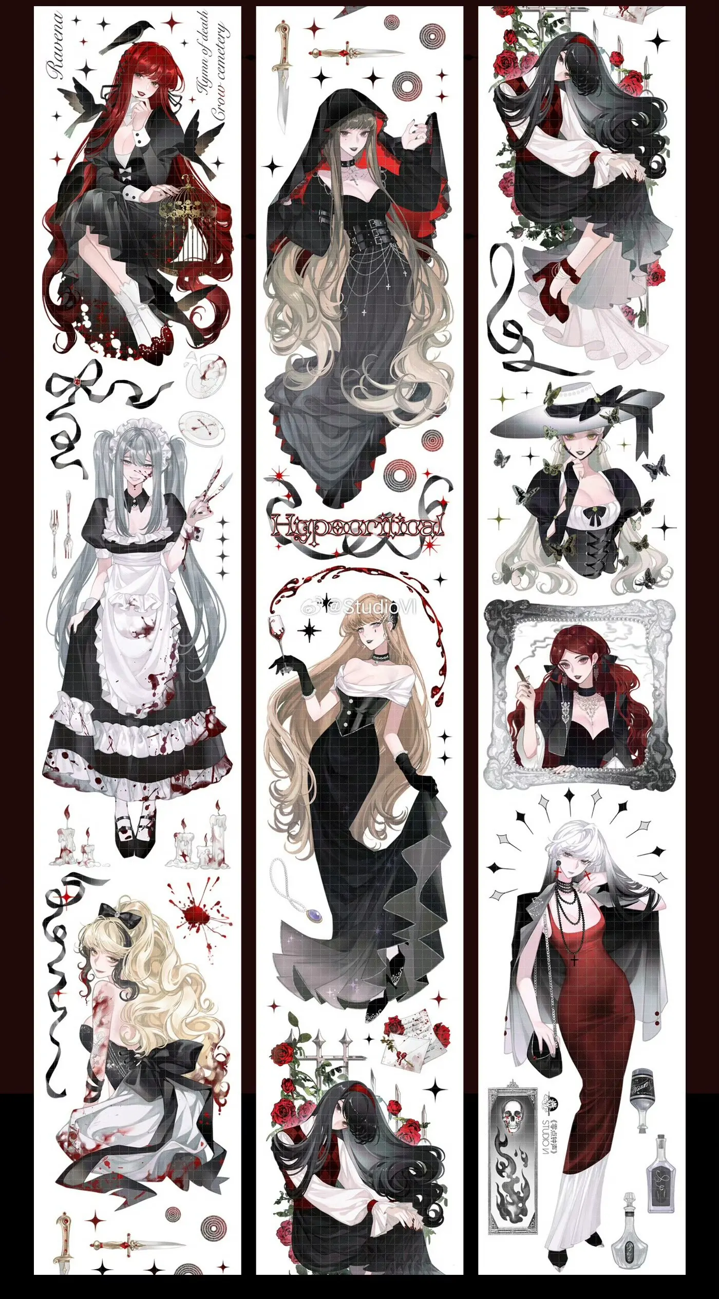 Dark Style Queen Girl Washi Pet Tape Dark Style for Scrapbooking, Journaling, Craft Projects