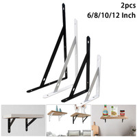 2pcs 6/8/10/12 Inch Metal Shelf Bracket L Shape For Decor Home Displaying Thickened Corner Brace Shelf Right Angle Bracket