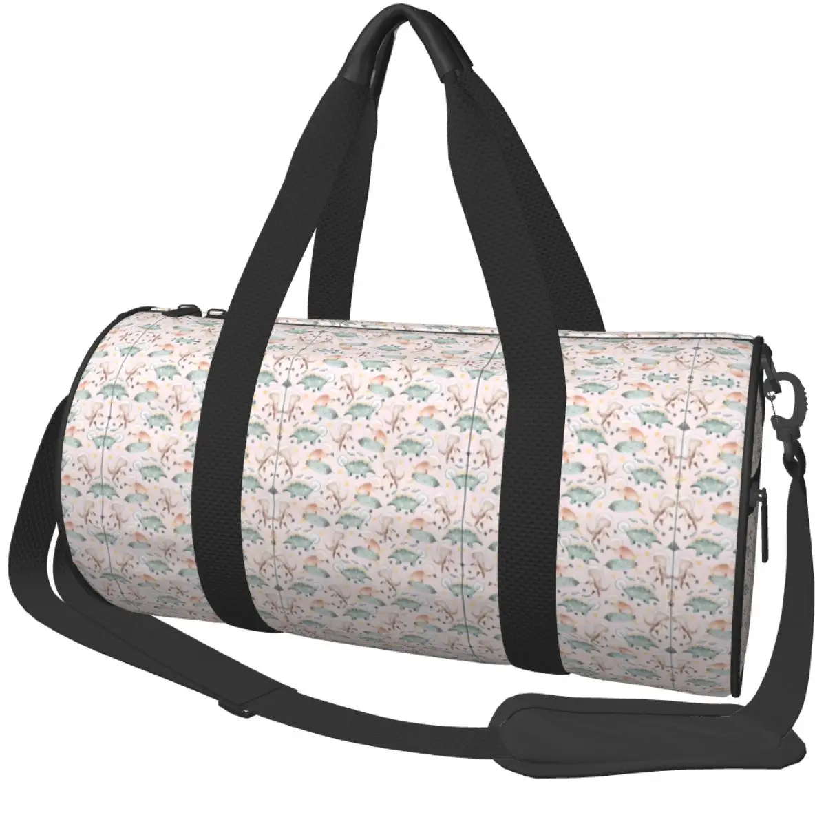 Cute Dinosaurs In Space Pattern Sport Bags Large Capacity Gym Bag Weekend Couple Design Handbag Training Retro Fitness Bag