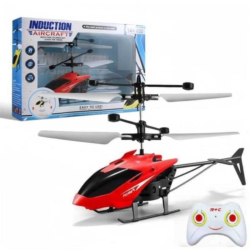 Induction Two-Way RC Helicopter Rechargeable, Anti-Drop Electric Luminous Aircraft Model for Indoor Hover