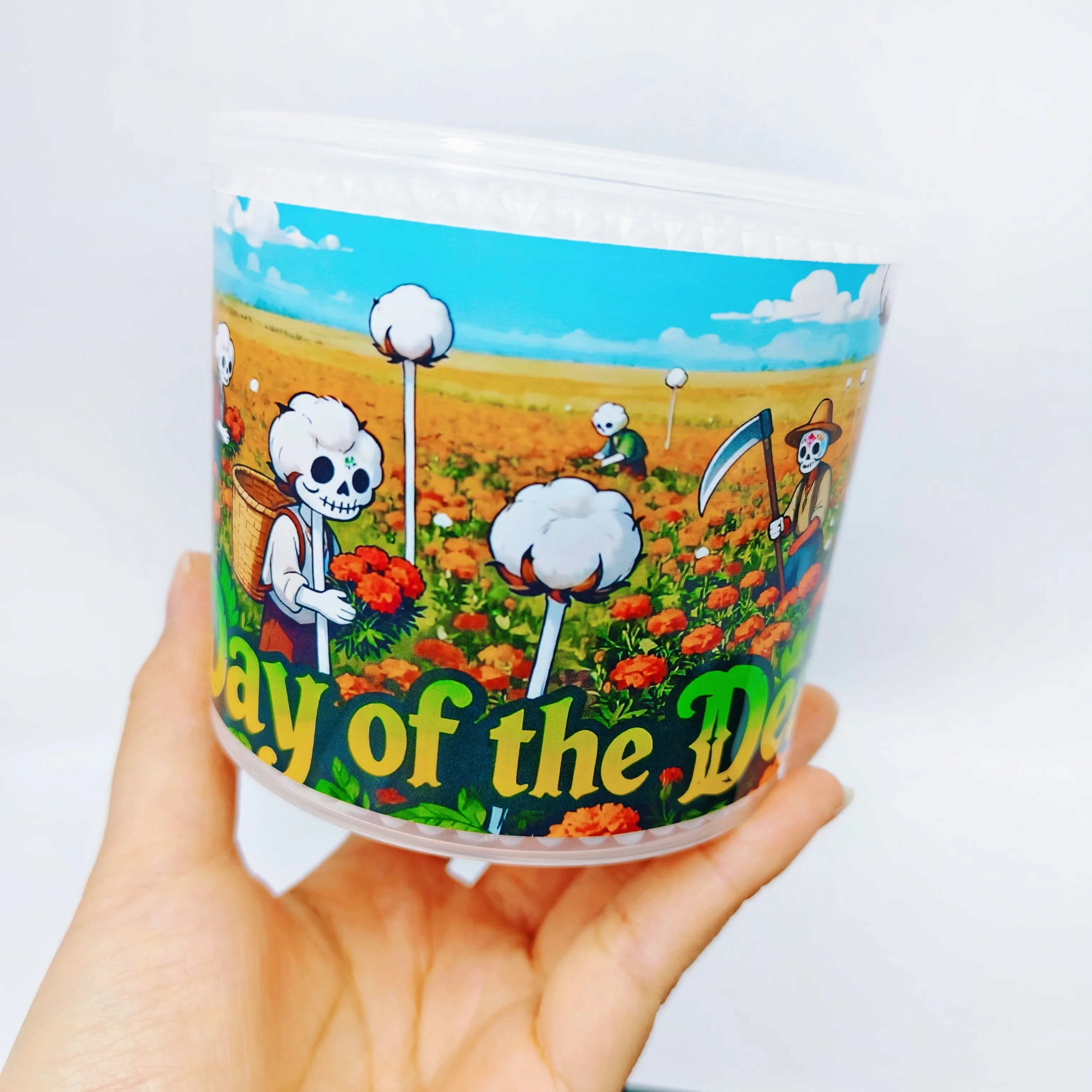 300 قطعة/600 قطعة مسحات قطنية برأسين على الطراز المكسيكي، يوم الموتى مسحات قطنية مزدوجة مستديرة ومدببة مستديرة للبالغين