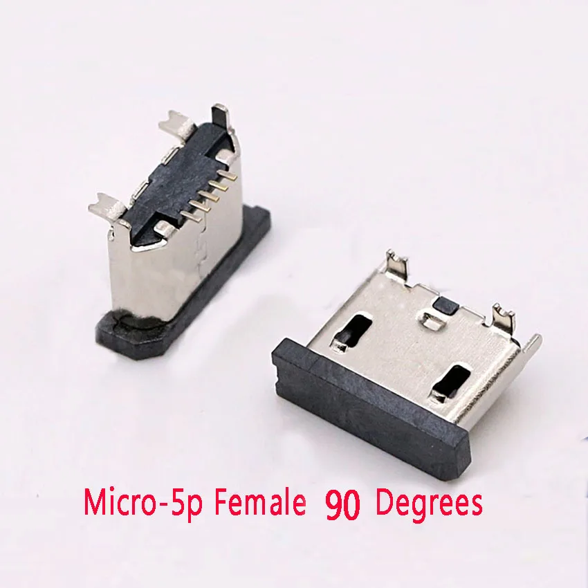 20-100 STKS Micro 5 Pin Connector Vrouwelijke Socket USB 5 P 90 180 Graden Verticale Patch Power Poort Opladen Jack Data Interface Jack