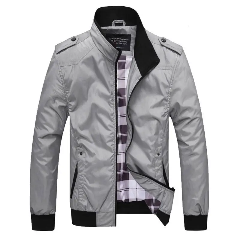 Abrigos de Color liso con cuello alto y cremallera para hombre, chaquetas informales holgadas que combinan con todo, moda de otoño e invierno, 2023