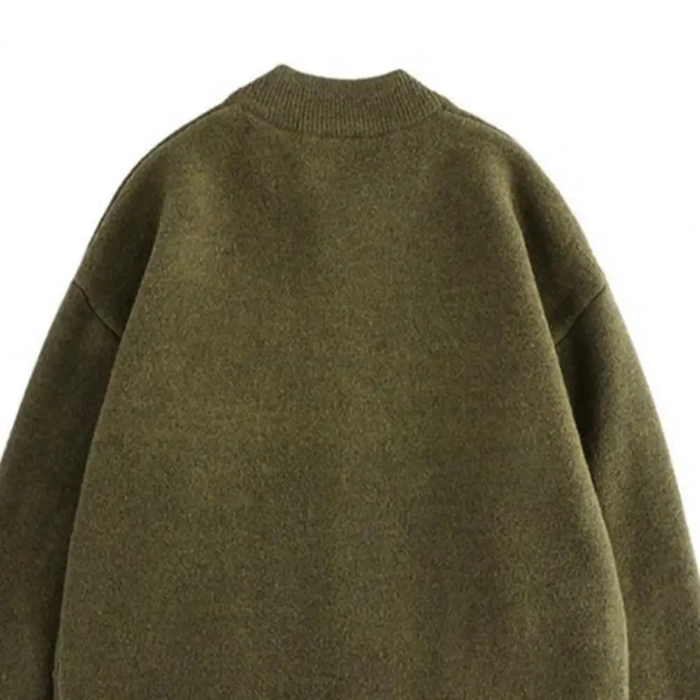 Pull à col rond pour hommes avec fermeture à simple boutonnage, cardigan à manches longues, manteau solide, document, chaleur