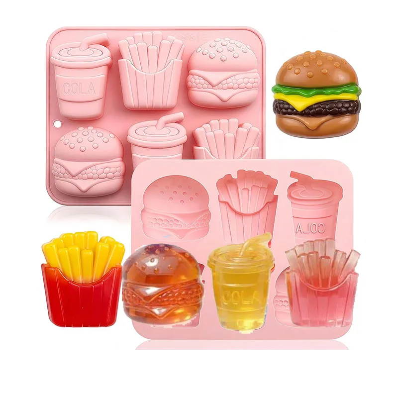 French Fries Silicone Mold Hamburger Cola Chocolate Candy Cake Decoration Resin Casting Soap Candle Backpack Charm DIY Crafts