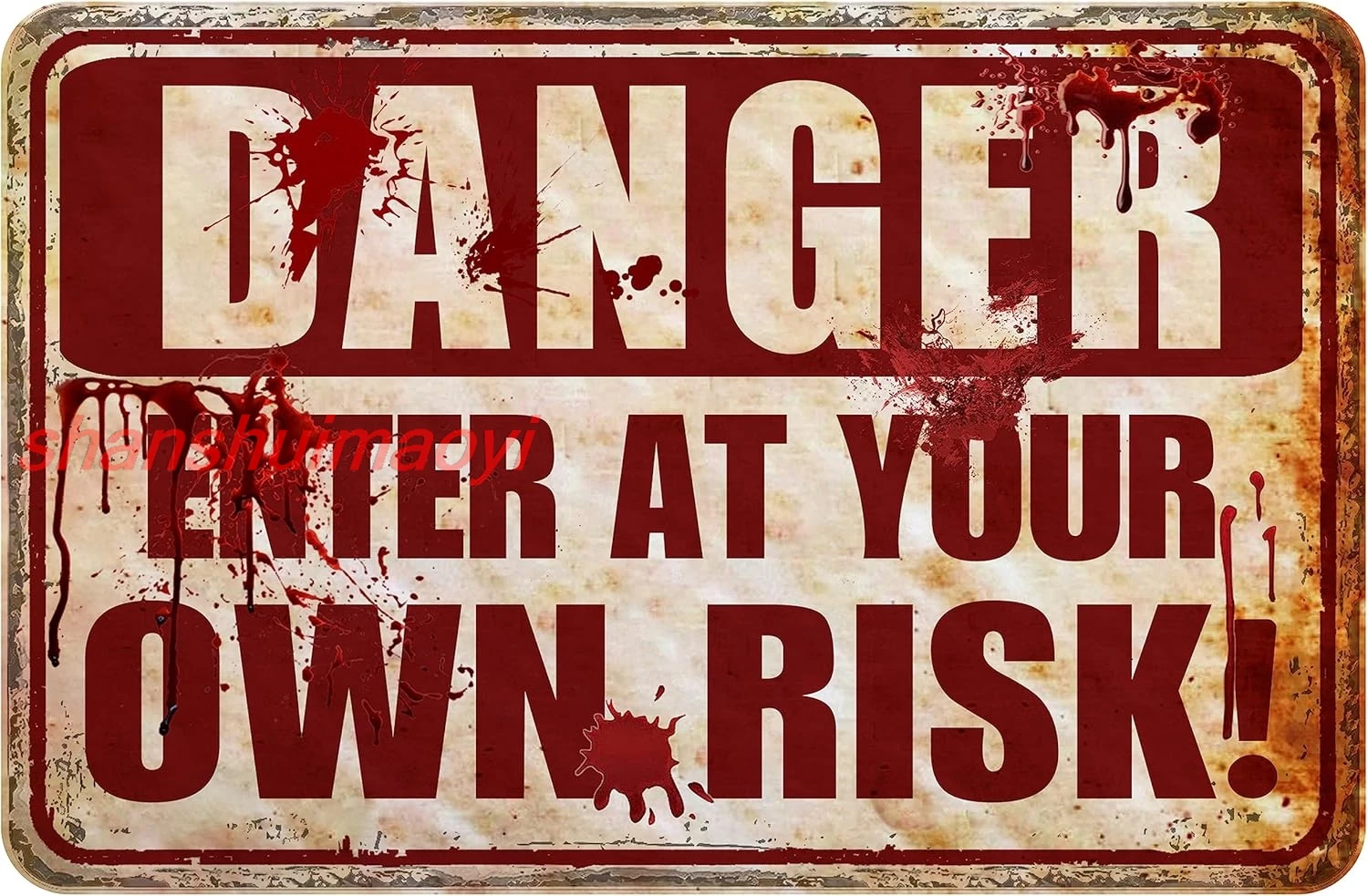 Украшения на Хэллоуин, уличный страшный металлический знак, Хэллоуин, кровавые знаки ужасов для вечеринки, вход в ваш собственный риск 12 