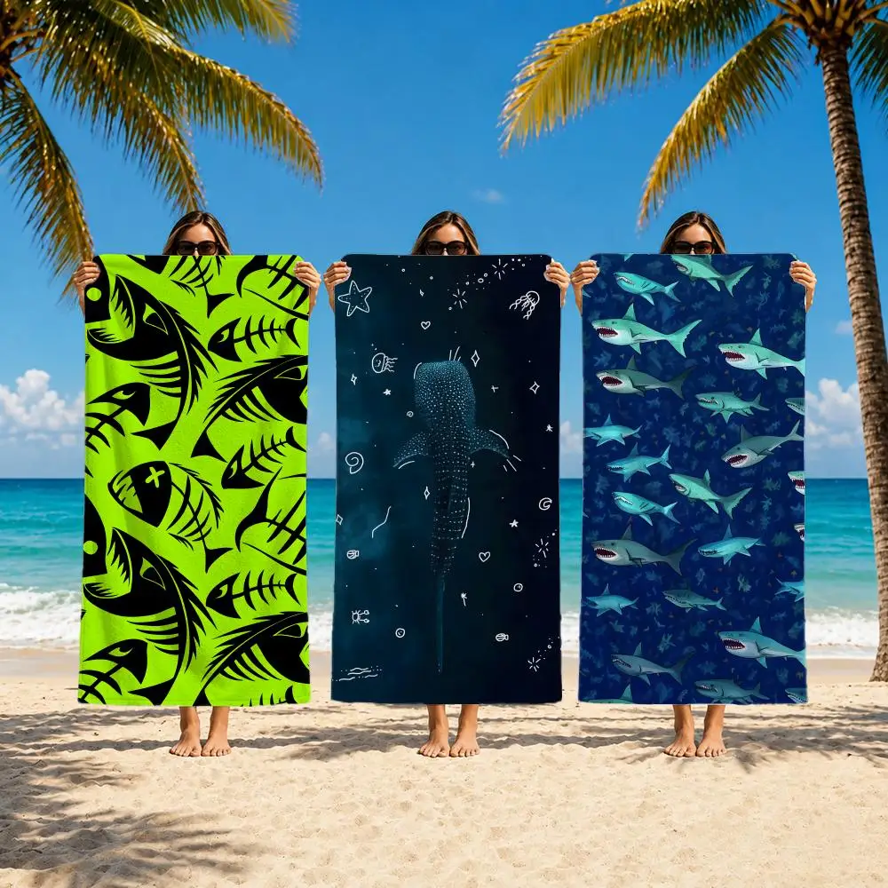 Art Whale Shark Towel Towel Soft Pool Gift For Travel Gym Shower Camping Quick Dry Sports Large Beach Towels