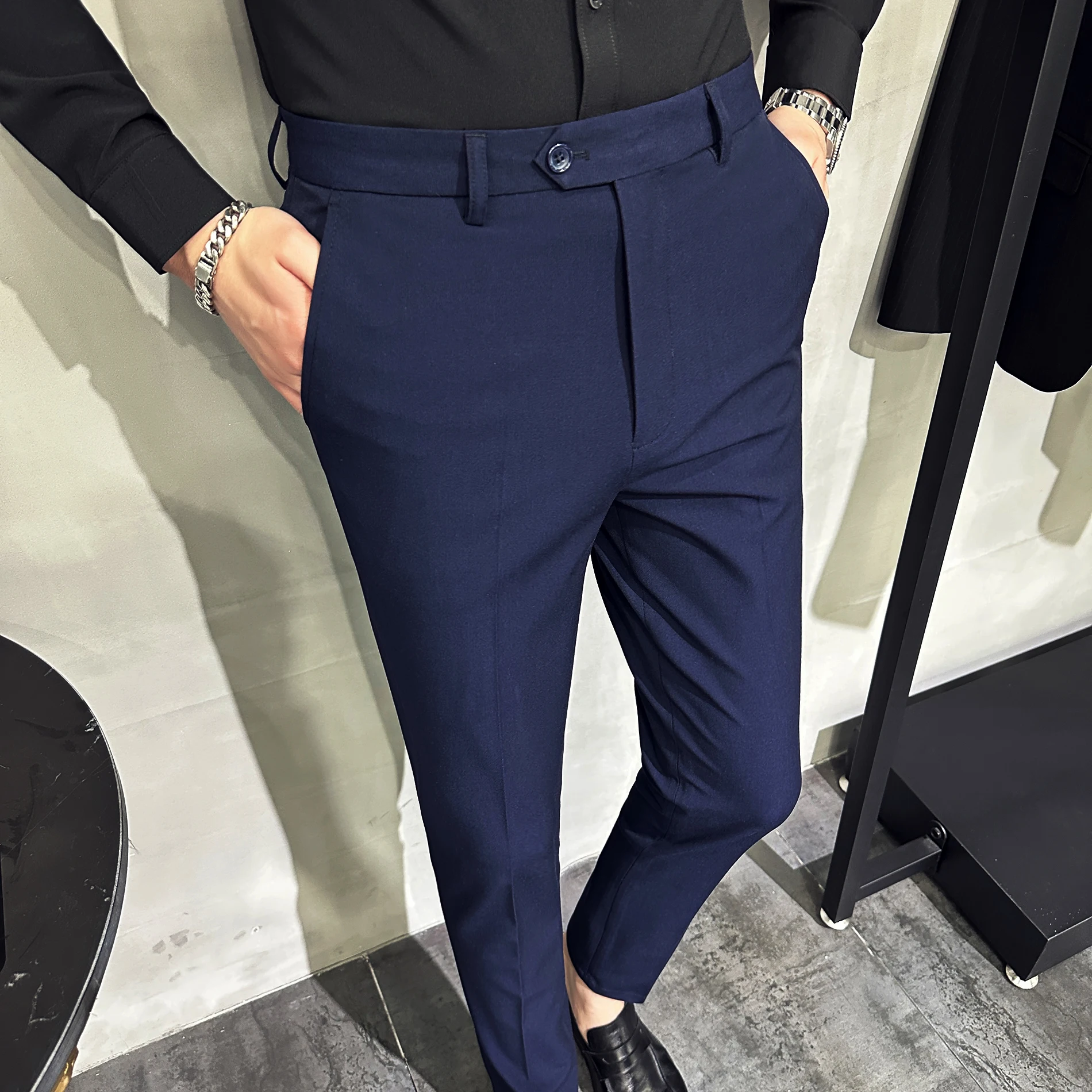 40 42 Summer Ankle Length Business Dress Pants Men Casual Office Social Suit Pant Wedding Party Streetwear Trousers Men Clothing