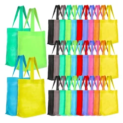 50 Pieces Non Woven Reusable Bags Multi Color Tote Gift Bags Colored Blank Tote Bags Bulk Fabric Grocery Bags