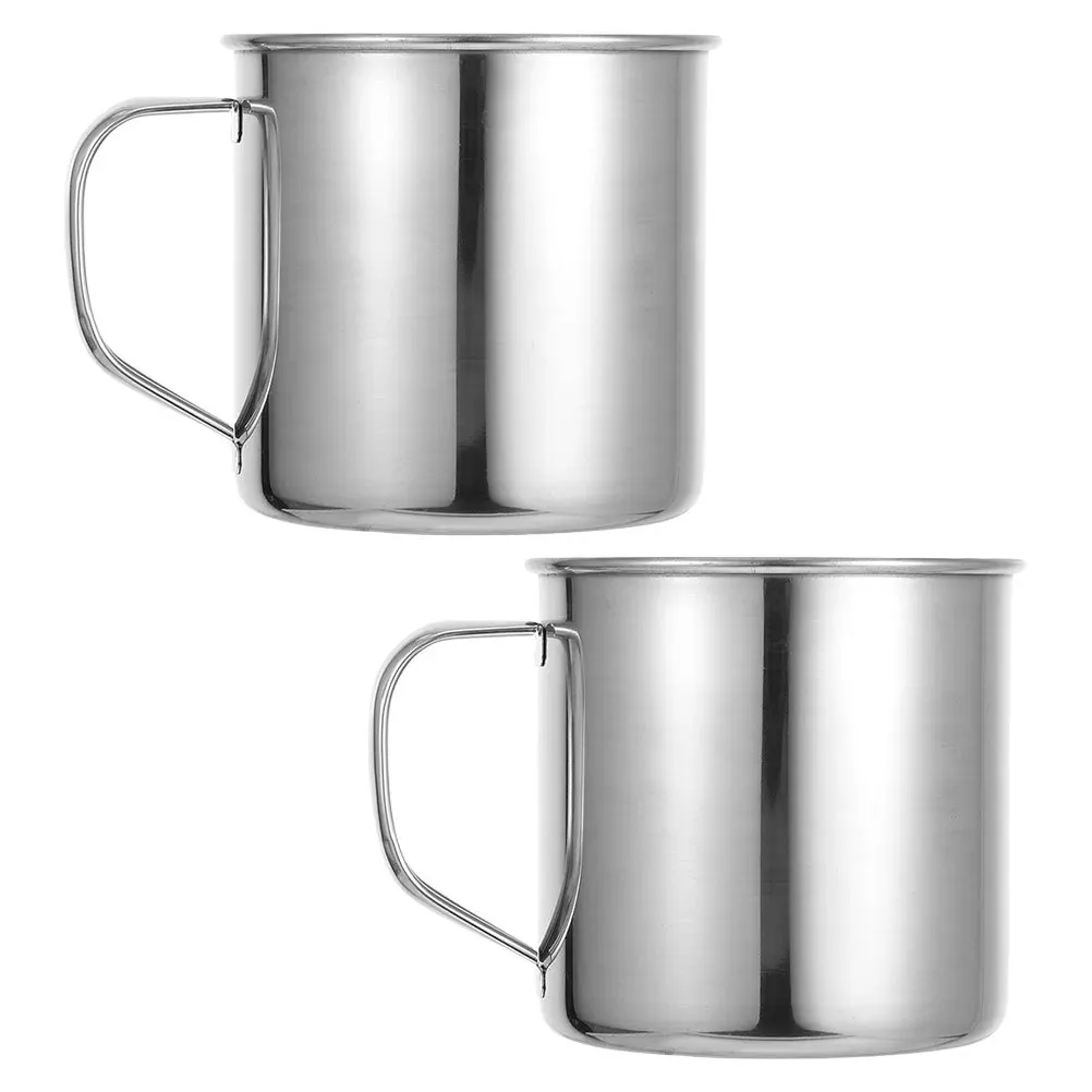 

2Pcs Metal Tumbler with Handle 380Ml Stainless Steel Mugs for Camping Tea Coffee Outdoor Adventures Portable Lightweight Design