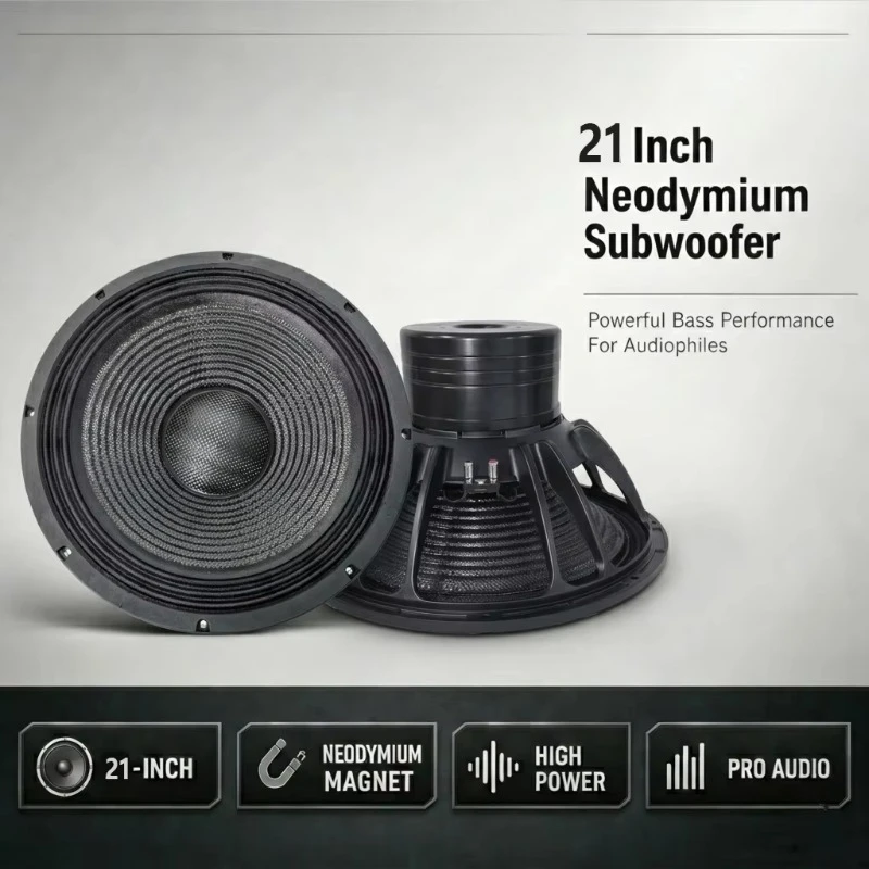 High Power Neodymium Carbon Fiber Cone Bass Speakers 2600W 21-Inch Subwoofer Aluminium Shell Eco-Friendly Durable Design
