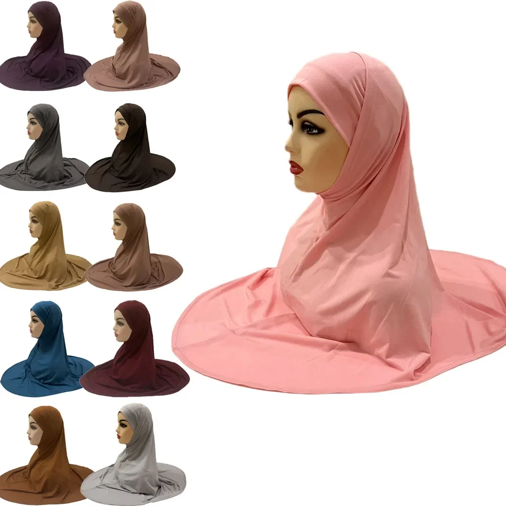 

Muslim Women Instant Hijab 2 Piece Amira Underscarf Hat Islamic Pull On Ready Made To Wear Head Scarf Wrap Khimar Prayer Hijabs