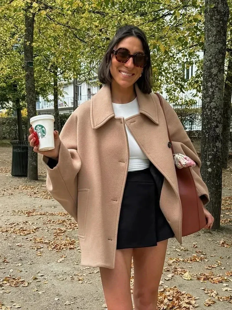 

Chicheca Turn Down Collar Batwing Sleeve Women Coat Winter Autumn New Coat Casual Lady Long Thick Jacket Loose Outerwear