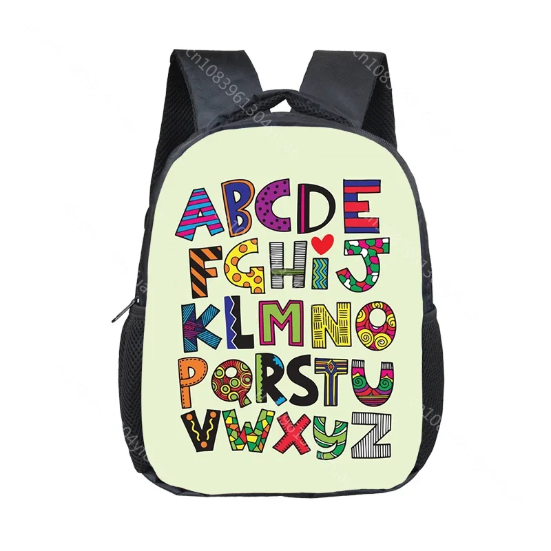 Mochila de Impressão Alfabeto para Crianças, Jardim de Infância Schoolbags, Baby Bag, Toddler Bookbags, 26 Letras, A-Z Letter, Presente, 2-4 Years Kids