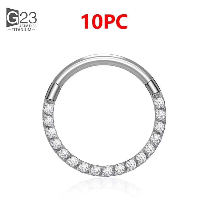 1/10 Stuks G23 Titanium 14G/16G/18G Neuspiercings Scharnierende Segment oorkraakbeen Tragus Oorbellen Hoops Septum Clicker Piercing Sieraden