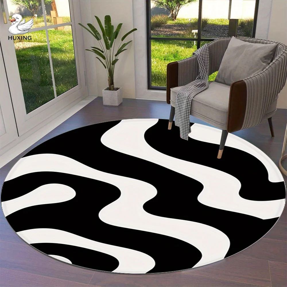 tapete-redondo-preto-e-branco-com-design-abstrato-moderno-em-flanela-para-decoracao-de-sala-de-estar-e-quarto-contemporaneos