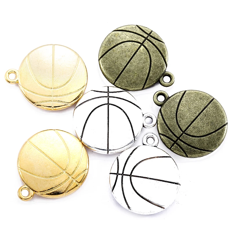 4pcs 22*19mm vintage 3 color basketball Charms for Jewelry Making Fashion Earrings Pendants Necklaces Bracelet Accessories DIY