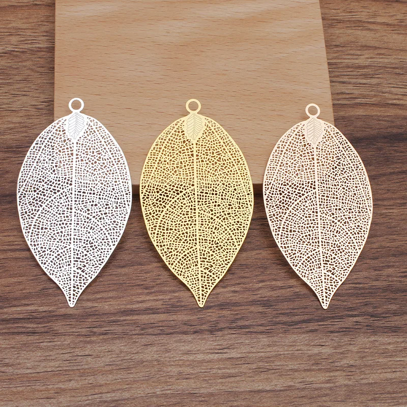 BoYuTe (10 Pieces/Lot) 75*35MM Big Metal Brass Filigree Leaf Materials Diy Jewelry Accessories