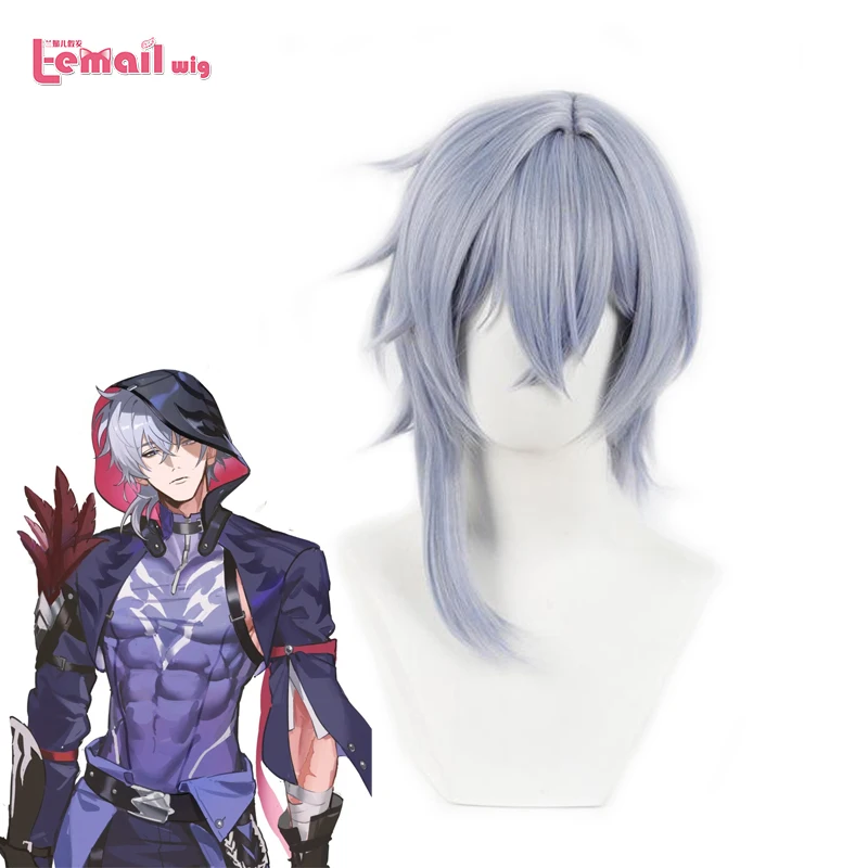 

L-email wig Synthetic Hair Honkai Star Rail Moze Cosplay Wig Short 35-40cm Gray Blue Sliver Color Cosplay Wig Heat Resistant Wig