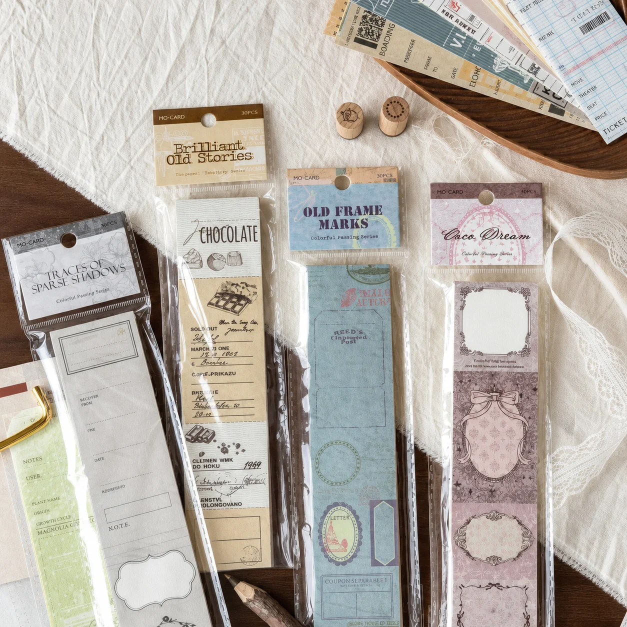 Scrapbooking Journal Paper Vintage Long Strip Decorative Note Pad Vintage Ticket Craft Paper Tearable Retro Decorative Paper