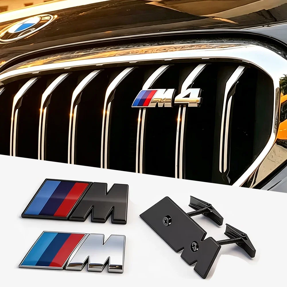 Front Grille M Emblem Rear Trunk Sticker 3D M Power Tri‑Color Badge for BMW M3 M4 M5 3‑Series 4‑Series 5‑Series Auto Valve Caps