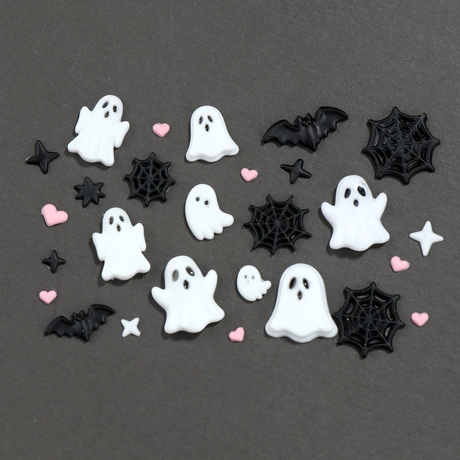Geisterfledermaus Spinnennetz 3D Nagelcharms Silikon-Nagelform Niedliche Cartoon Gruselige Herz-Stern-Form Schablone Halloween Nagelkunst-Dekoration – Detail 4