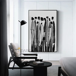 Scandinavian Modern Abstract Wall Art Black and White Characters Fashion HD Canvas Poster Print Home Bedroom Living Room Decor