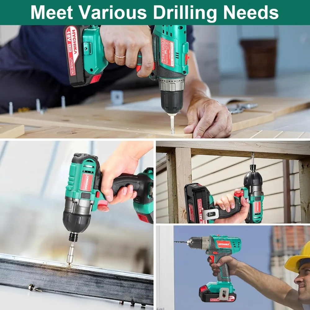 Kit combinato trapano a batteria e avvitatore a percussione da 20 V con batterie 2x2,0 Ah e ricarica rapida, incluso set di accessori da 22 pezzi