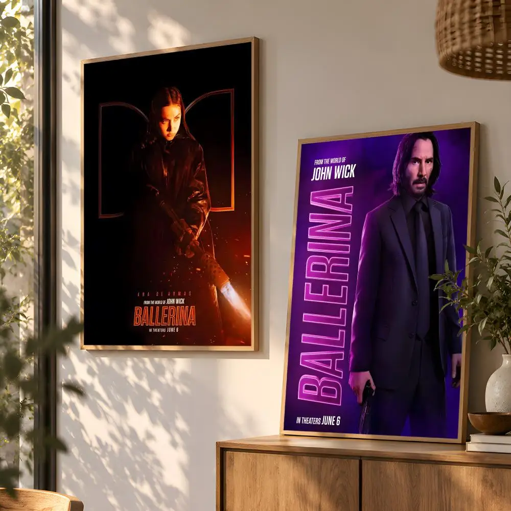 Movie J-John W-Wick B-Ballerina Poster Wall Art Home Decor Living Room Bedroom Office Dorm Apartment Gift