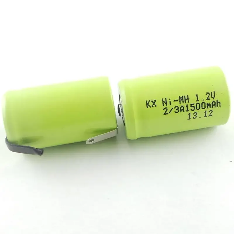 Brown 1.2V 2/3A NI-MH 1500MAH Ni MH rechargeable battery with pad Rechargeable Li-ion Cell
