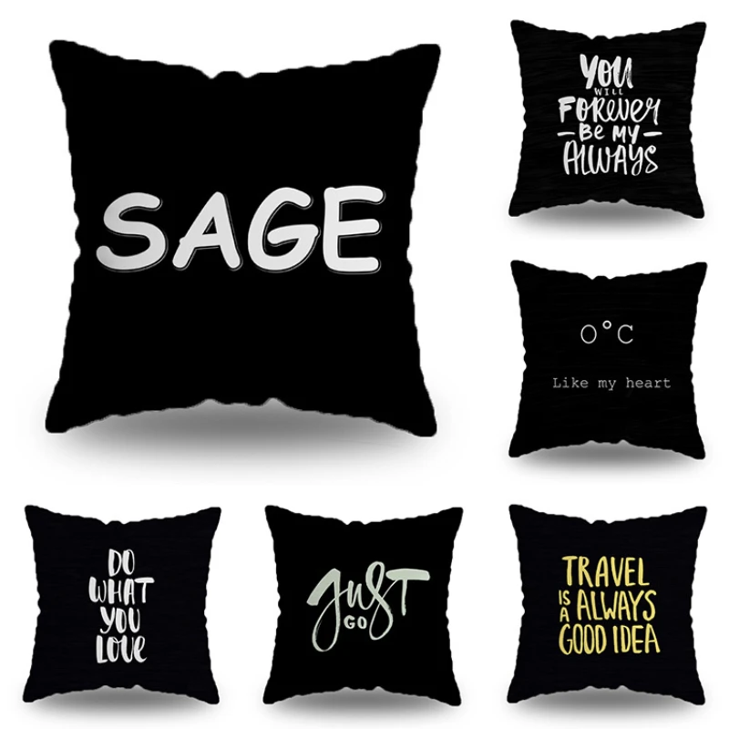 

Letters Black Pillowcase Funny Letter Pillow Covers Decorative 18x18 Inch Sofa Bed Home Decoration Modern Pillows Case Decor