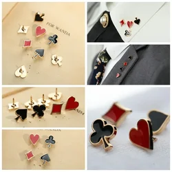 i-Remiel Popular Small Poker Cufflinks Pins and Brooches for Women Men Zinc Alloy Broche Brooch Badges Shirt Collar Accessories