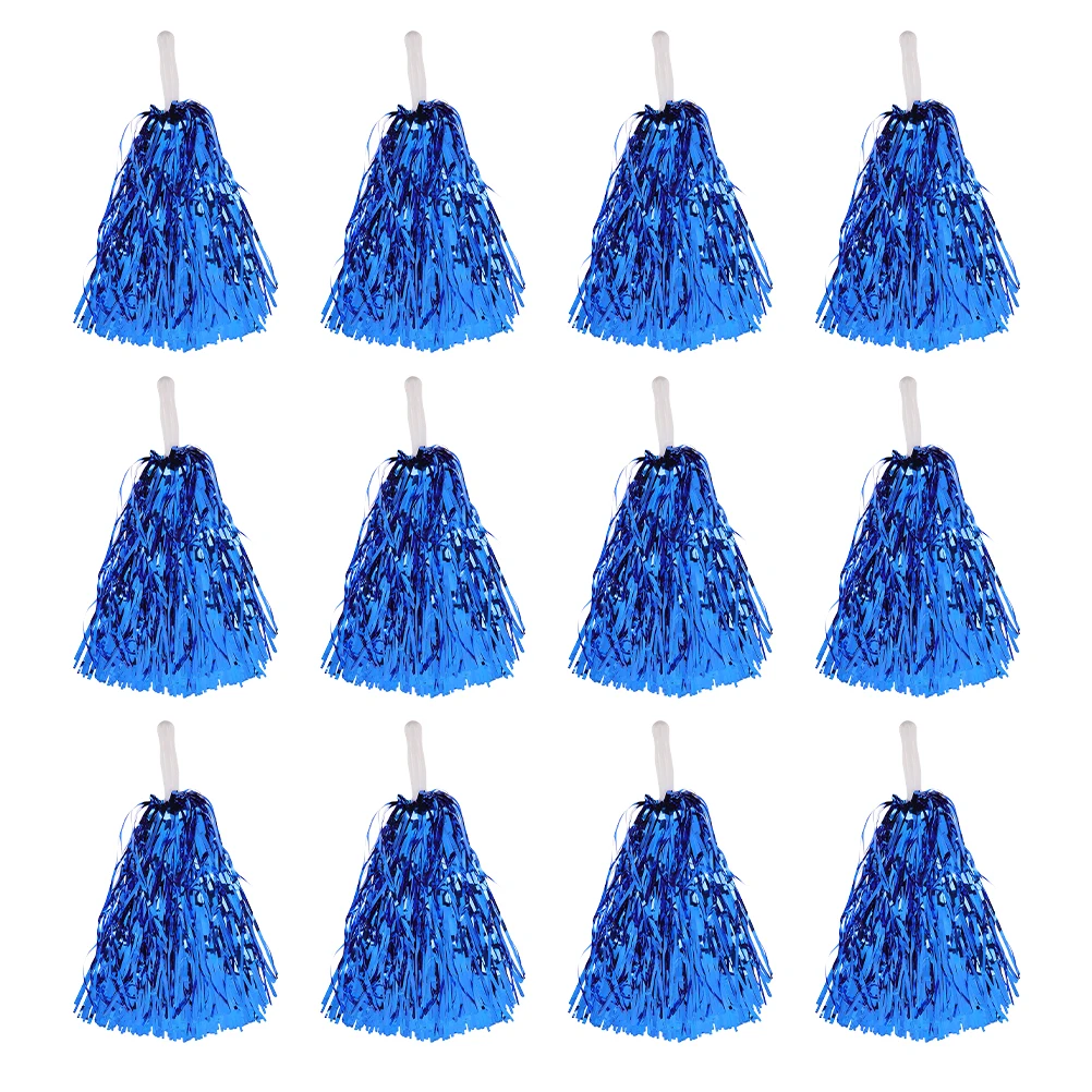 

12pcs Metallic Foil Cheerleading Pom Poms Sparkly Lightweight Durable School Sports Dance Cheer Accessories Party Decorations