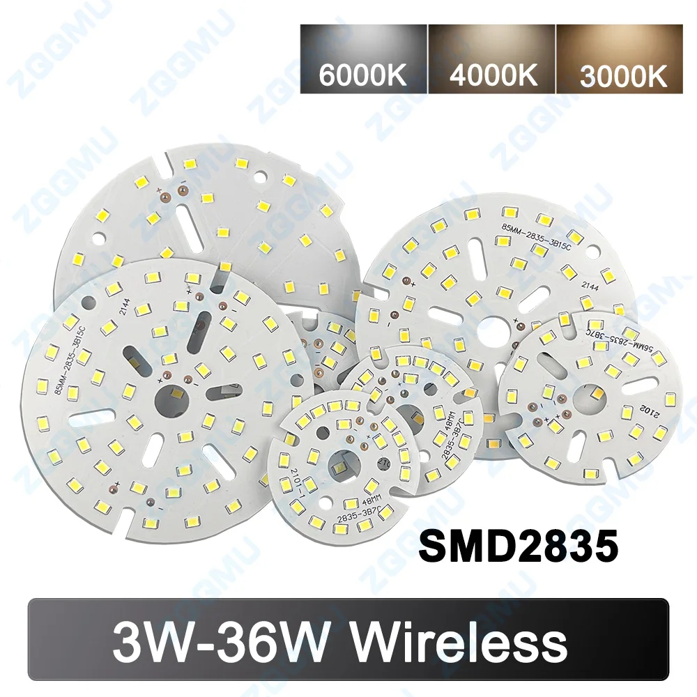 1PCS LED SMD2835 3W 5W 7W 9W 12W 15W 18W 24W 36W Chip LED PCB Bulb Lighting Source LED Chip Aluminum Plate Solder Plug