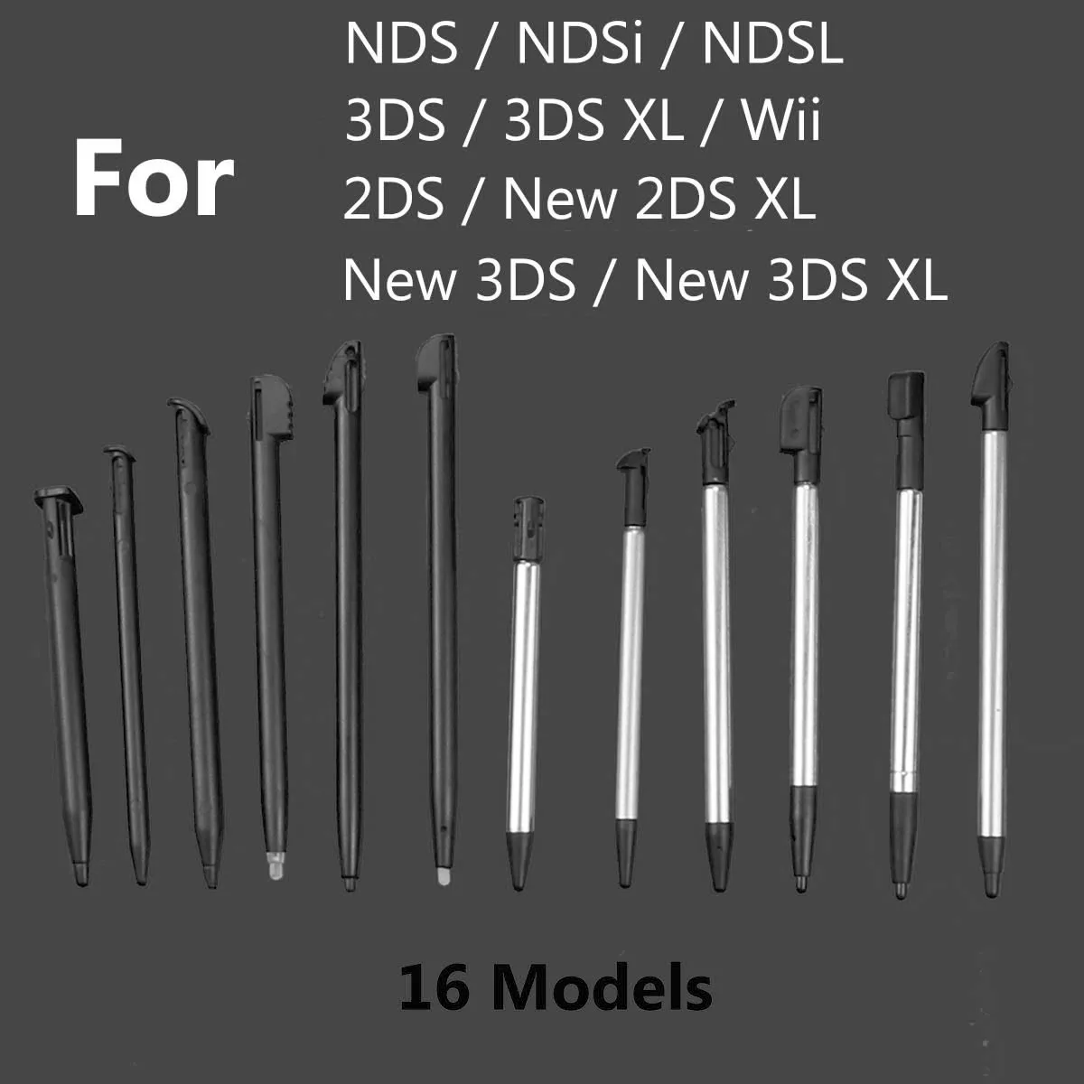 10PCS Metal Telescopic Stylus Plastic Stylus Touch Screen Pen for 2DS 3DS New 2DS LL XL New 3DS XL For NDSL DS Lite NDSi NDS Wii