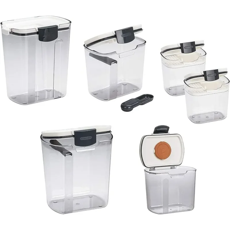 

Prepworks ProKeeper 6 PC Kitchen Clear Plastic Airtight Food Flour and Sugar Storage Organization Container Baking Canister Set