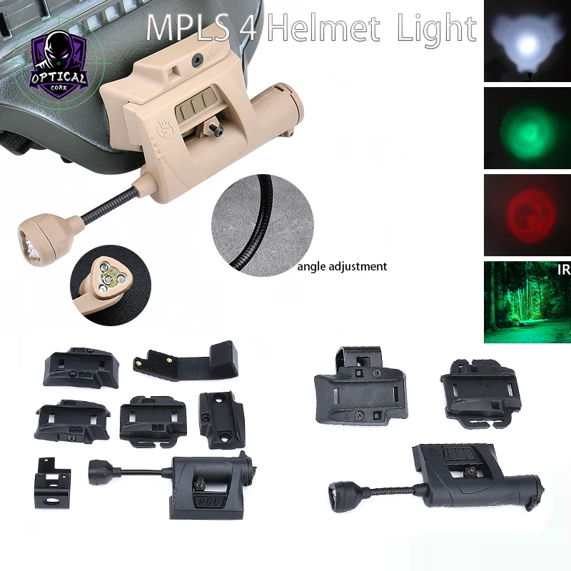 

Tactical MPLS 4 Helmet Light White/Red/Green Light IR Mount FAST Helmet Safety Lighting Rescue Signal Lamp Adjustable Headlamp