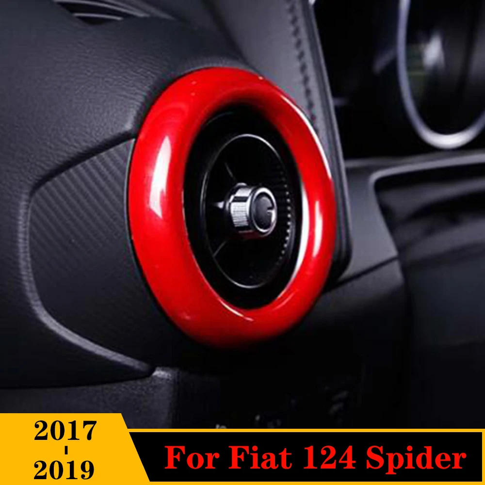 

For Fiat 124 Spider 2017 - 2019 Carbon/Red/Silver Car Interior Console Air Conditioner Outlet AC Vent Decor Sticker Cover Trim